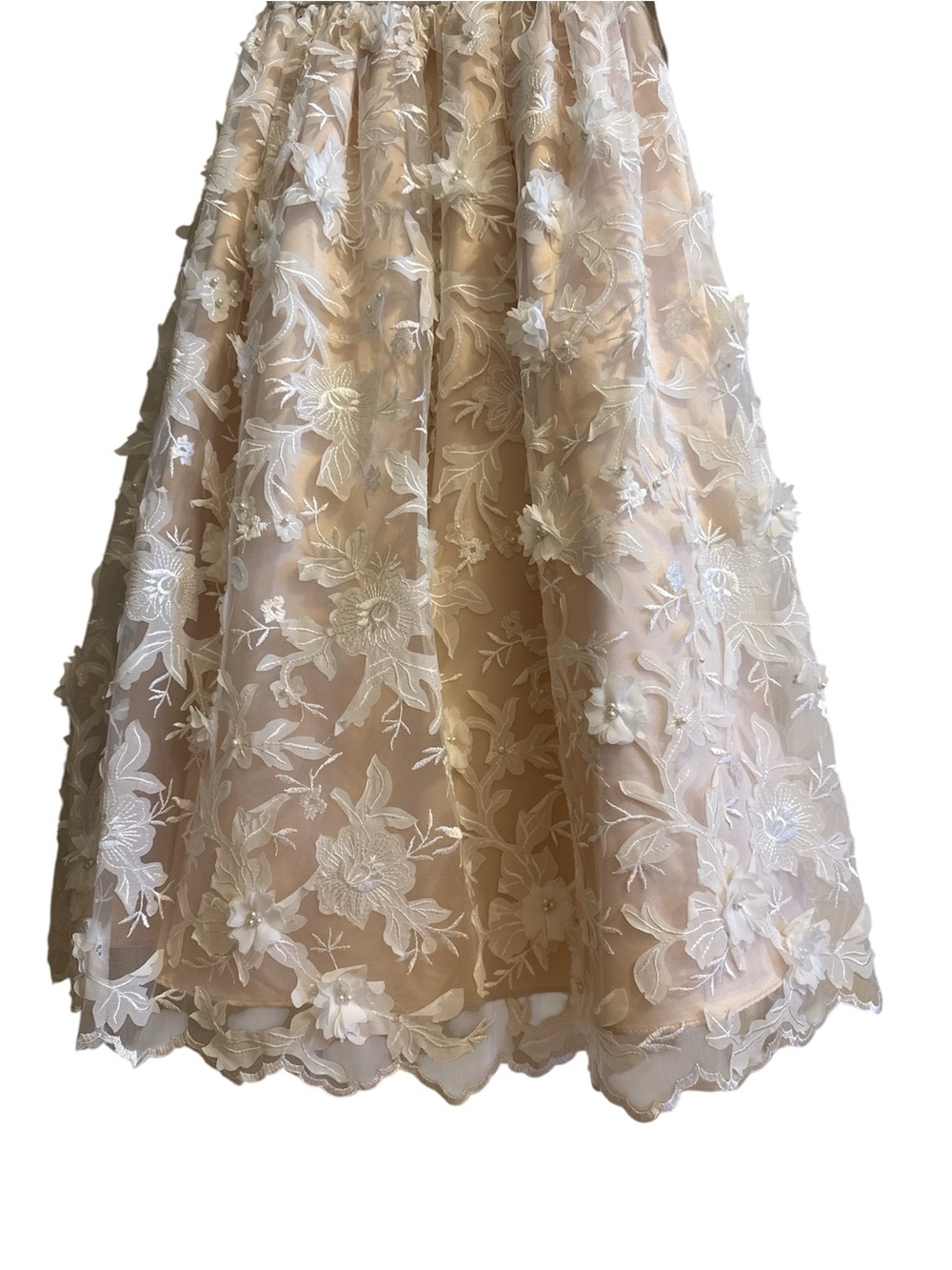 Rare Editions White Lace Dress w/ Taupe Lining Girls Size 8 NWT - Picture 4 of 11